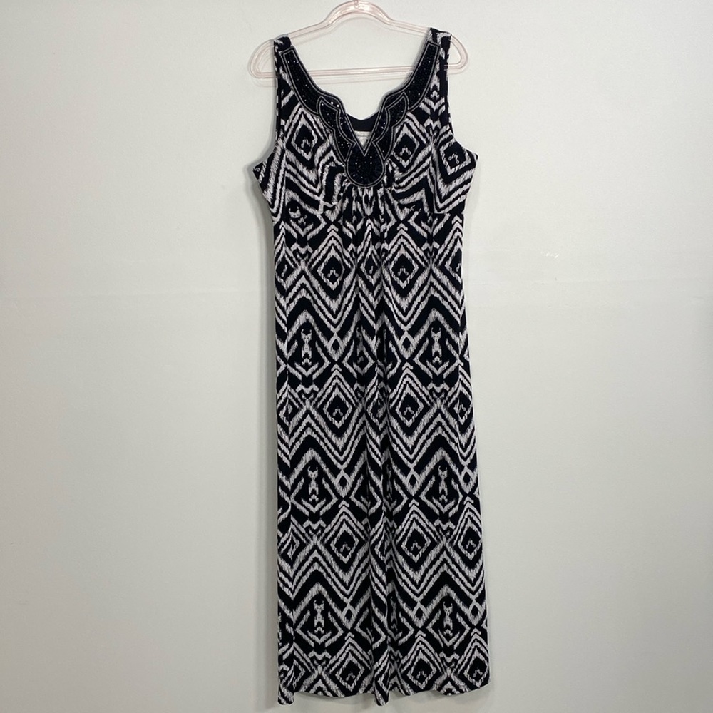 Dressbarn Sleeveless Maxi Dress Women's 18  Black White